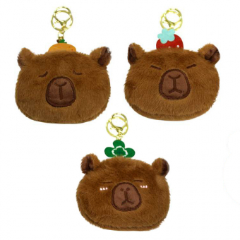 Купить Кошелек-брелок меховый "Капибара" 12*10см оптом